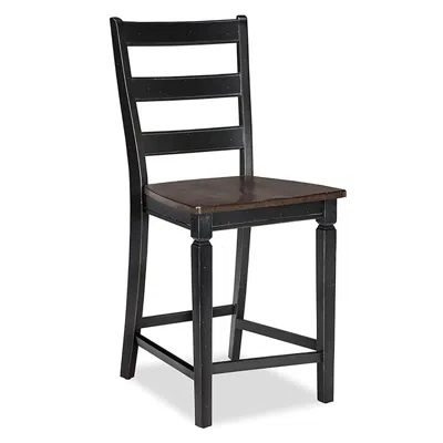 Intercon Glennwood Ladder Back Barstool W/wood Seat, Rubbed Black And Charcol Finish (set Of 2)