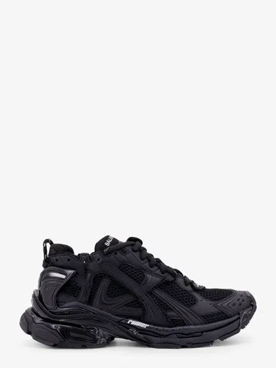 Balenciaga Men Runner Mesh And Leather Sneakers In Black