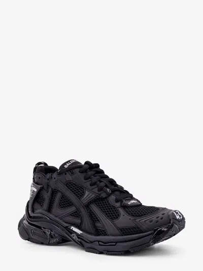 Balenciaga Men Runner Mesh And Leather Sneakers In Black