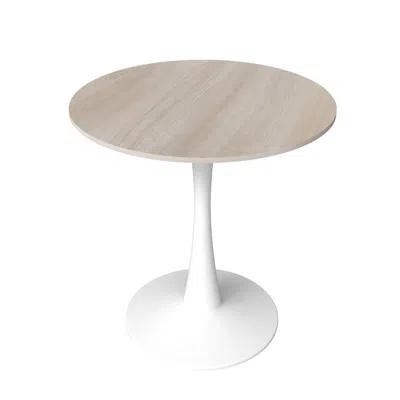 Leisuremod Bristol 27" Round Dining Table White Base With Marbled Mdf Top In Neutral
