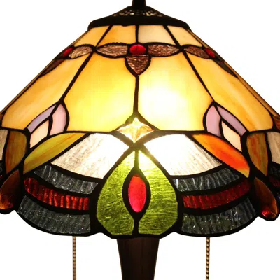 Chloelighting Howard Tiffany-style 2 Light Table Lamp 16" Shade