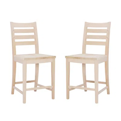 Linon Flynn Counter Stool Unfinished Set Of 2 In Neutral