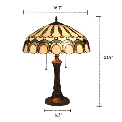Chloelighting Claude Tiffany-style 2 Light Victorian Table Lamp 17" Shade