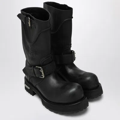 Balenciaga Venom Boots In Worn-out Effect Leather Shoes In Black