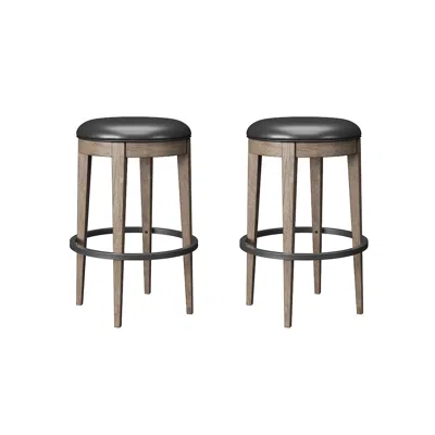 Wallace & Bay Wallce & Bay Benti Pecan Brown Backless Swivel Bar Stool In Black