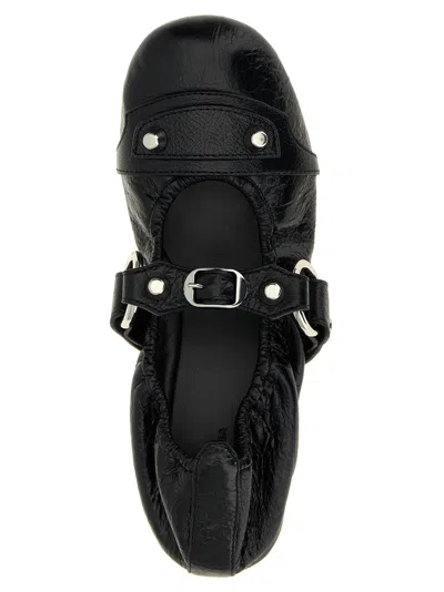 Balenciaga City Nappa Leather Ballet Flats In Black