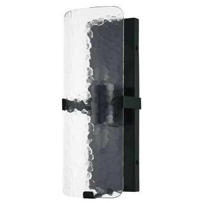Dainolite 2 Light Wall Sconce In Matte Black W/ Clear Textured Glass In Multi
