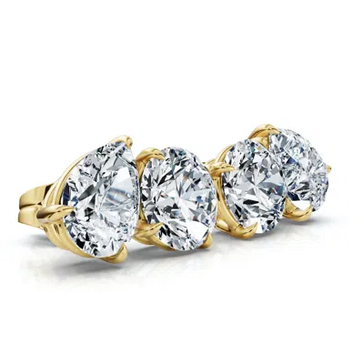 Pompeii3 1 1/3ct Pear And Round Toi Et Moi Diamond Earrings 14k Gold Lab Grown In Gold
