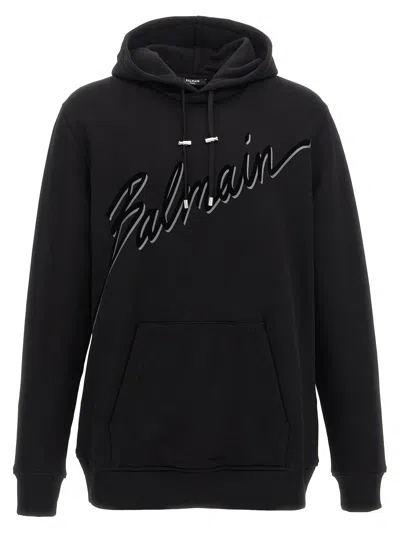 Balmain Oversized Ls Hoodie In Black