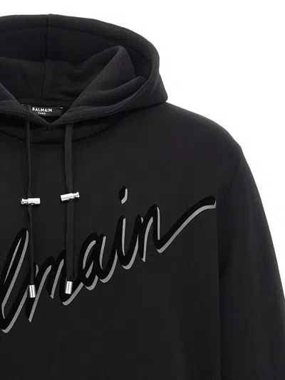 Balmain Oversized Ls Hoodie In Black