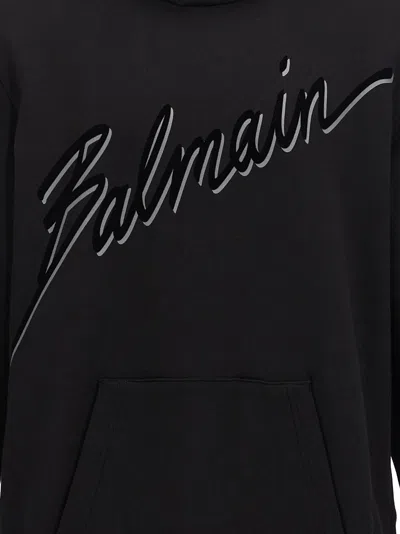 Balmain Oversized Ls Hoodie In Black