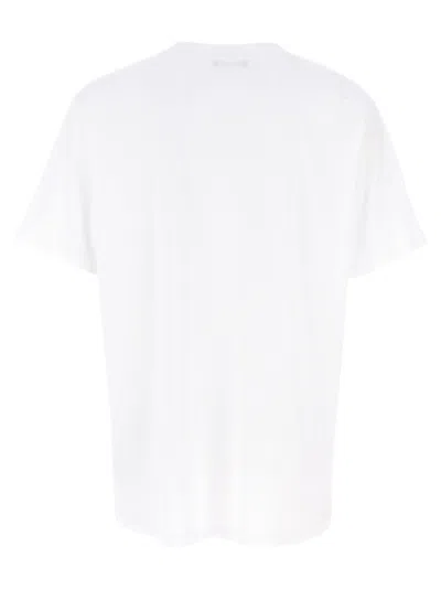 Balmain White Cotton T-shirt With Maxi Logo Print In Multi