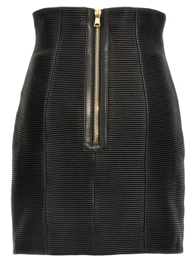Balmain Falda Semilarga - Negro In Animal Print