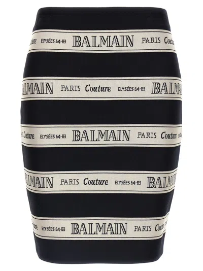 Balmain Canvas-jacquard Mini Skirt In Black
