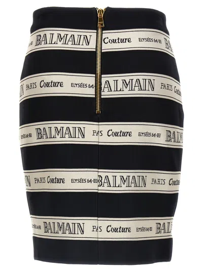 Balmain Canvas-jacquard Mini Skirt In Black