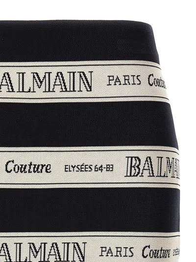 Balmain Canvas-jacquard Mini Skirt In Black