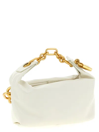 Balmain Sync Chain Mini Top-handle Bag In Calfskin Leather In White