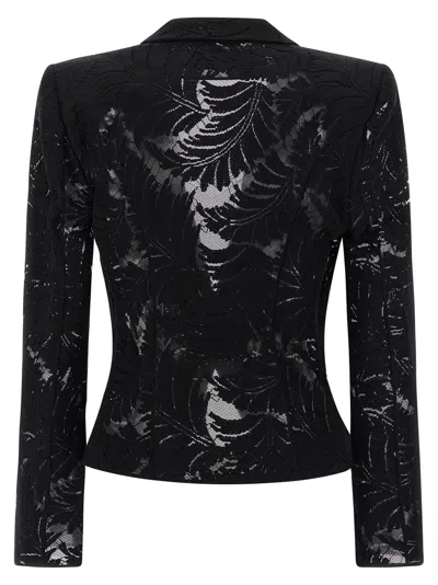 Balmain 1-button Fitted Lace Jacket In Black