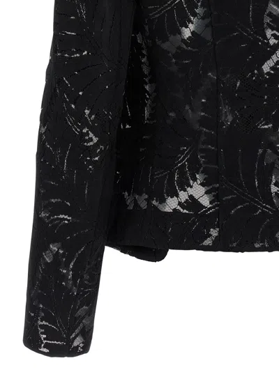 Balmain 1-button Fitted Lace Jacket In Black