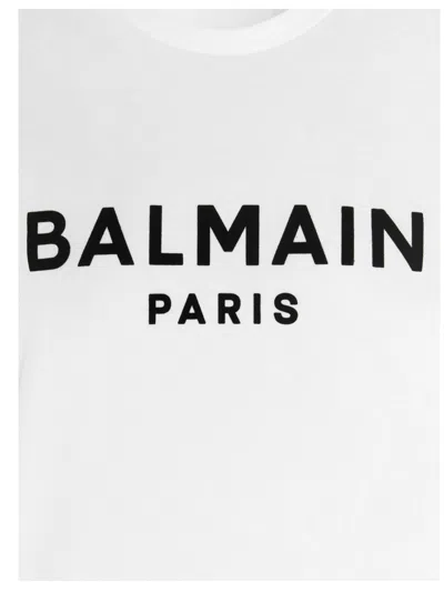 Balmain Women Logo Organic Cotton T-shirt In White