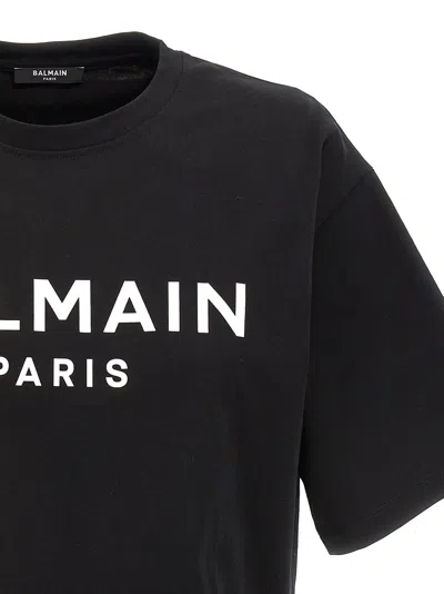 Balmain Cropped T-shirt With Print In Black