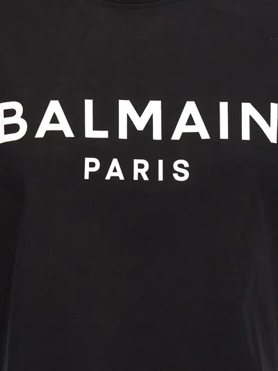 Balmain Cropped T-shirt With Print In Black
