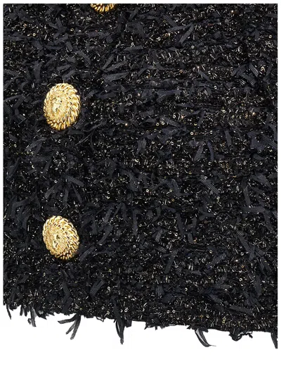 Balmain Cropped Top In Tweed Fabric In Black