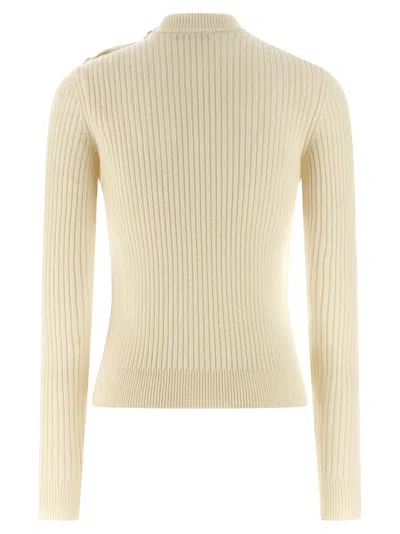 Balmain Ribbed Sweater Sweaters And Cardigans White In White