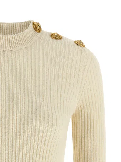 Balmain Ribbed Sweater Sweaters And Cardigans White In White