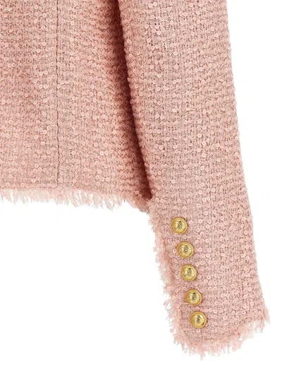 Balmain Edge-to-edge Sequin Tweed Jacket In Pink