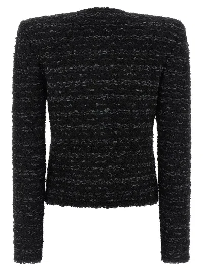 Balmain Buttoned Tweed Jacket In Black