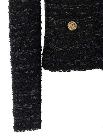 Balmain Buttoned Tweed Jacket In Black