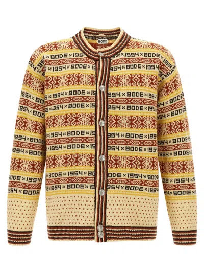 Bode Marzipan Jacquard-knit Wool Cardigan In Yellow