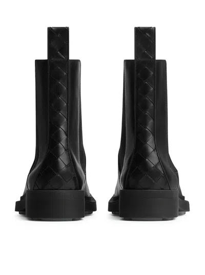 Bottega Veneta Leather Intrecciato-detail Ben Chelsea Boots In Black