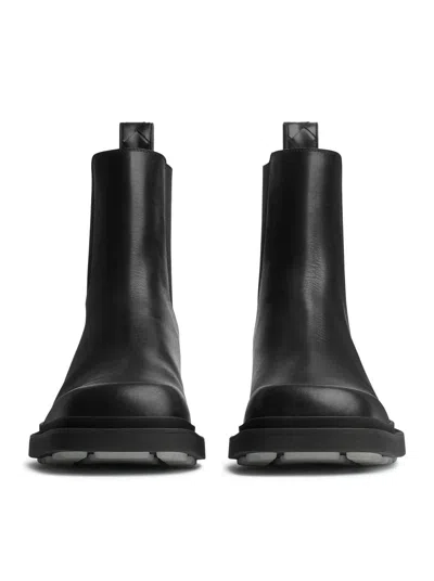 Bottega Veneta Leather Intrecciato-detail Ben Chelsea Boots In Black