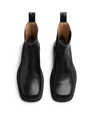 Bottega Veneta Leather Intrecciato-detail Ben Chelsea Boots In Black