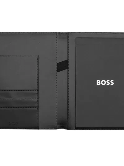 Hugo Boss Embossed-logo Notebook And Pen Set In Gray