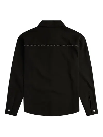 Krost Blanket Stitch Button-up Shirt In Black
