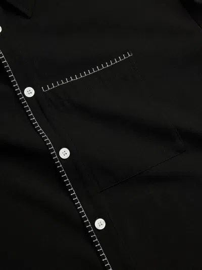 Krost Blanket Stitch Button-up Shirt In Black