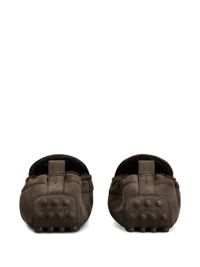 Tod's Glove Gommino Loafers In Nubuck In Burgundy