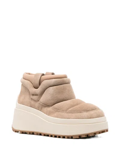 Ash Padded Platform Boots In Neutral