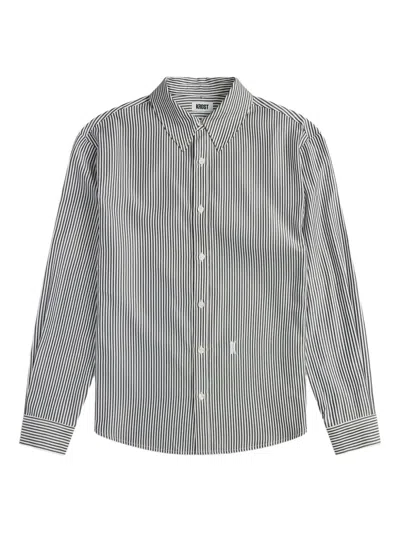 Krost Embroidered Stripe Button-up Shirt In Black