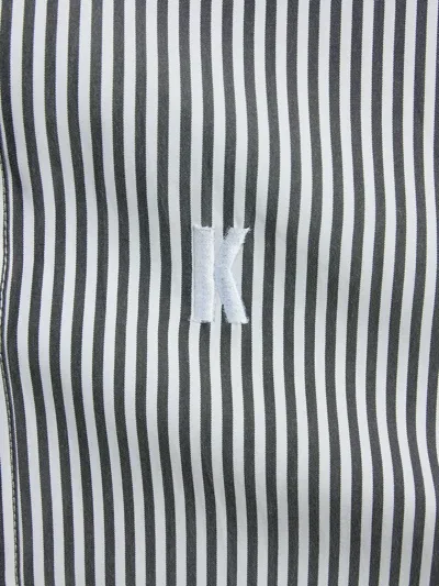 Krost Embroidered Stripe Button-up Shirt In Black