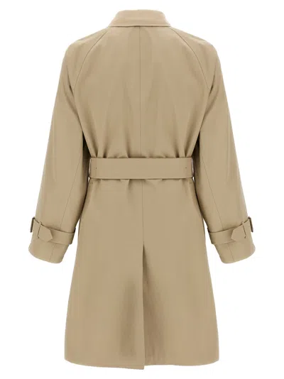 Burberry Gabardine Car Coat With Belt And Buckle In Beige