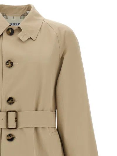 Burberry Gabardine Car Coat With Belt And Buckle In Beige