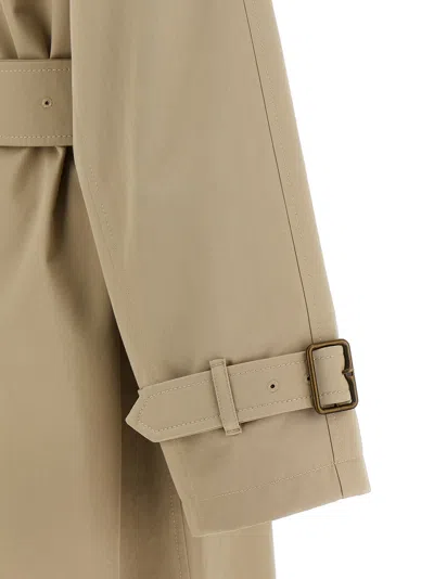 Burberry Gabardine Car Coat With Belt And Buckle In Beige