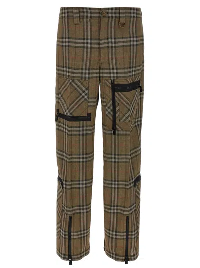 Burberry Cargo Pants Check Pattern In Silk Blend In Multi