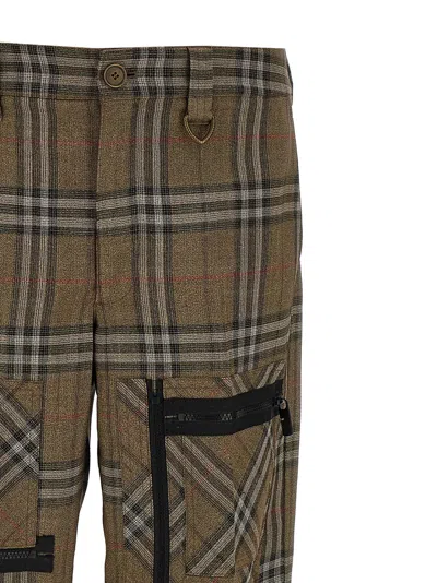 Burberry Cargo Pants Check Pattern In Silk Blend In Multi