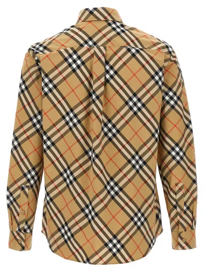 Burberry Button-down Collar Checked Pattern Shirt In Beige