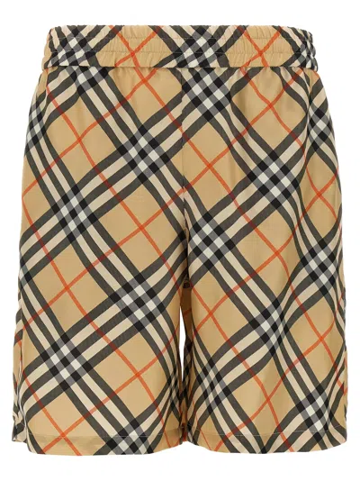 Burberry Beige Check Swim Shorts In Alabaster Pink